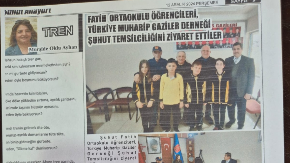 Öğrencilerimiz Türkiye Muharip Gaziler Derneği Şuhut Temsilciliğini Ziyaret Ettiler.